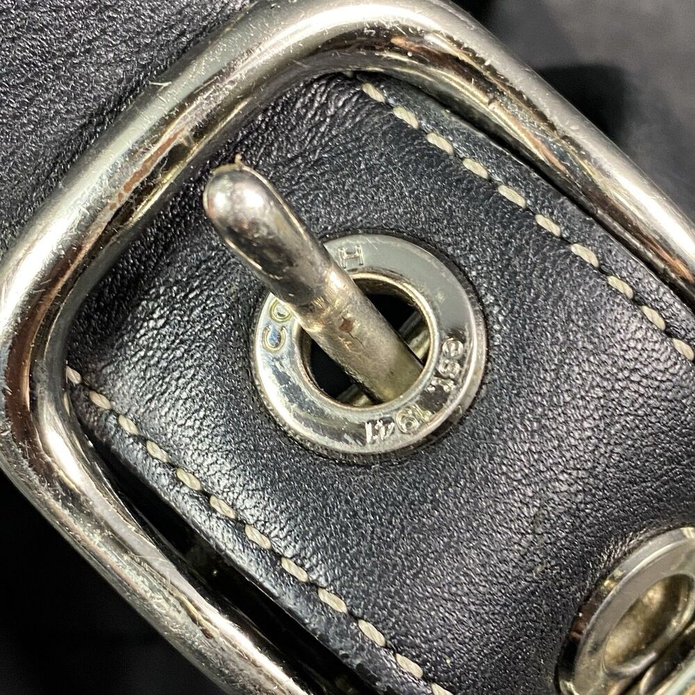 COACH Black Leather Soho Slim Duffle Crossbody Messenger Tote Bag #1414 Y2K Vtg - Picture 3 of 15